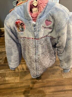 Disney Princess Plush Jacket in Light Blue and Pink
